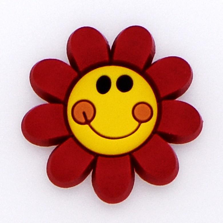 Flower - Red smiley Flower - 13-08 Shoe Charm