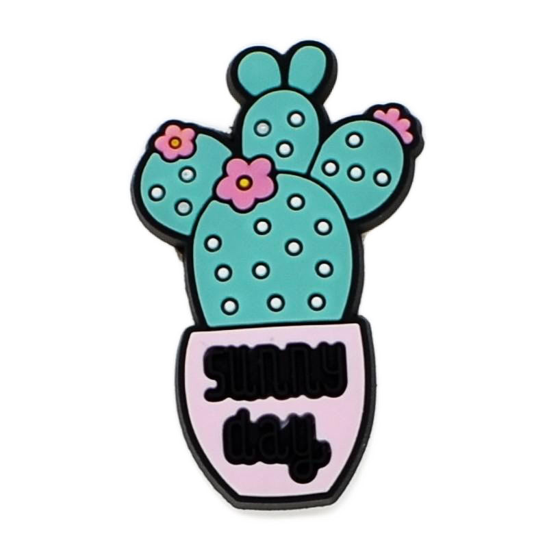 Blue cactus in pink pot 13-38 Shoe Charm