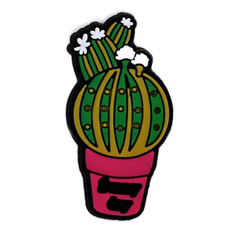 Round green cactus in red pot 13-40 Shoe Charm