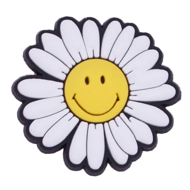 White/yellow smiley daisy 13-54 Shoe Charm