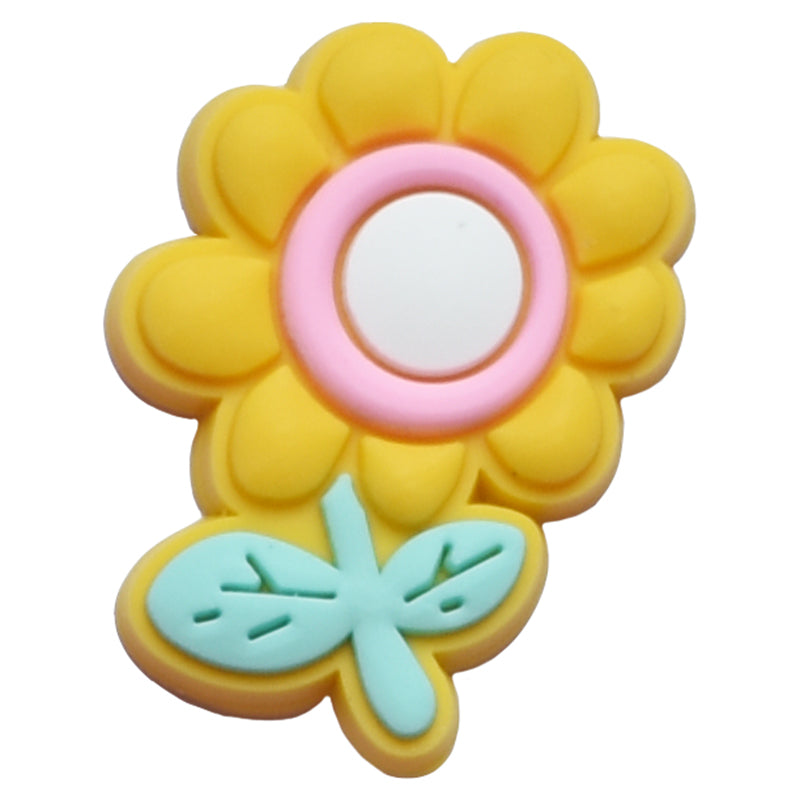 Yellow/pink/white plant with leaves 13-68 Shoe Charm