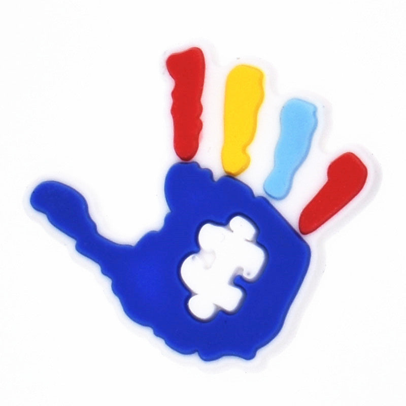 Autism coloured hand Shoe Charm132-02