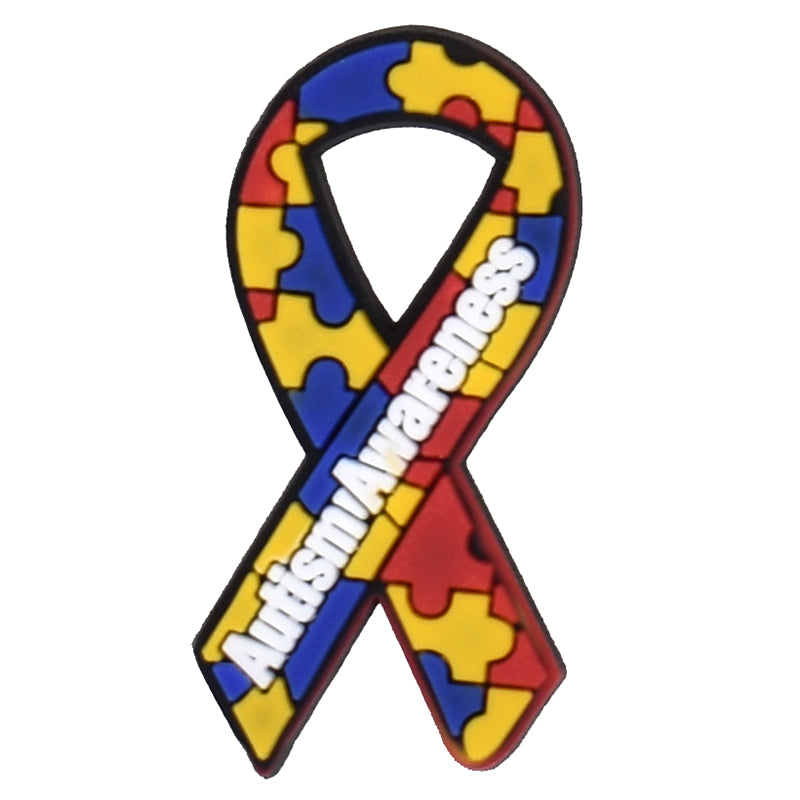 Autism Awareness Ribbon  coloured Shoe Charm 132-03