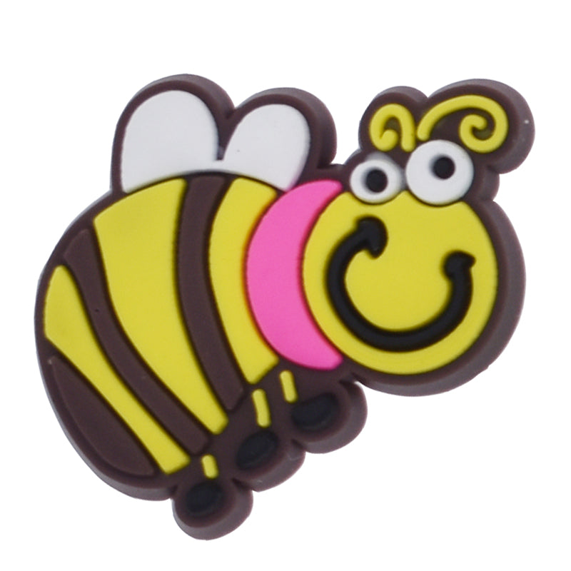 Happy bee with brown/yellow stripes 14-22 Shoe Charm