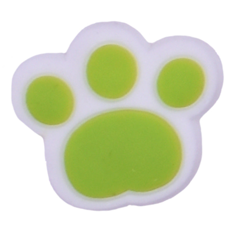 Lime on White Shaped paw print small 25-09 Shoe Charm