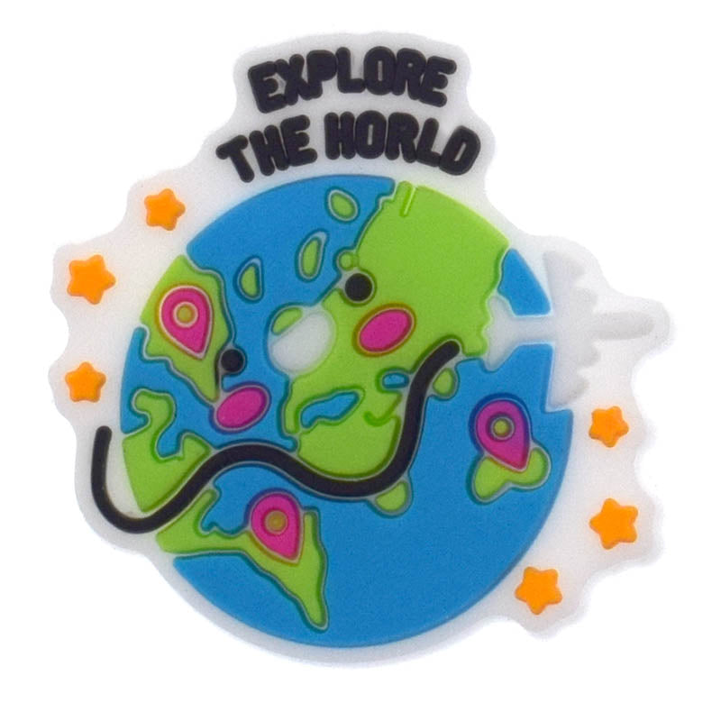 TRAVEL THE WORLD logo sign 362-06 Shoe Charm