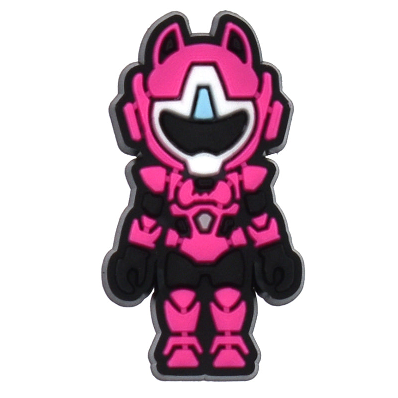 Pink Robot Warrior cartoon style Novelty Clog Shoe Accessory 467-06 Shoe Charm