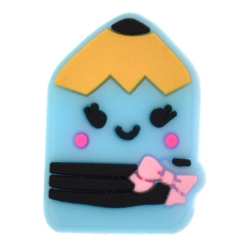 Pencil case blue happy face Original Croc Shoe Decoration 498-03 Shoe Charm