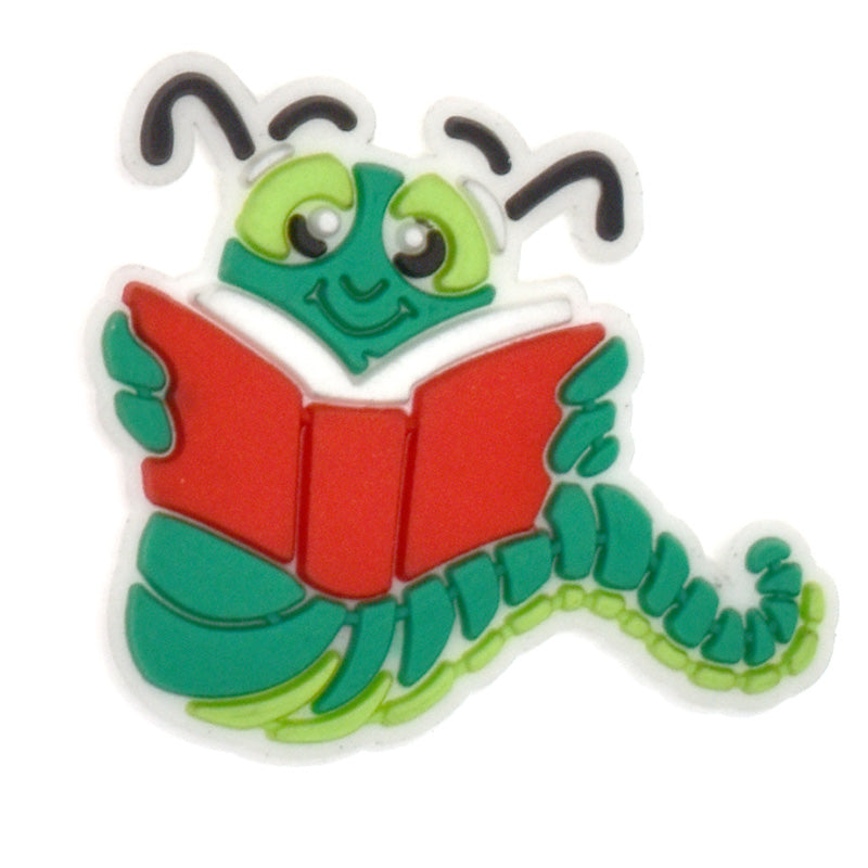 Bookworm reading Bright Croc Decoration Charm 498-15 Shoe Charm