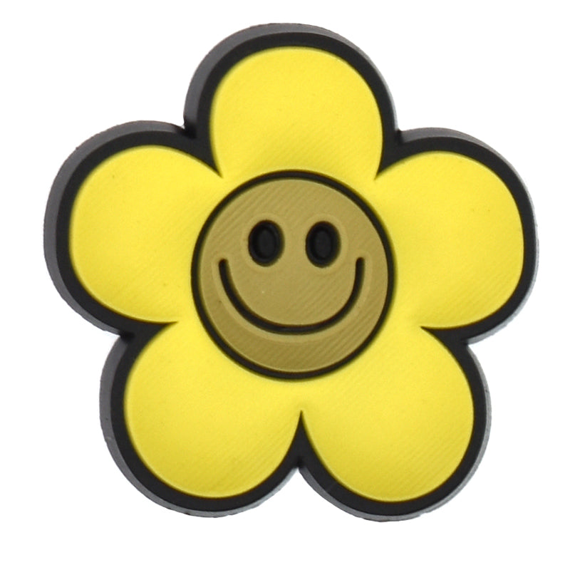 Yellow sun smiling daisey Classic PVC Shoe Decoration 499-02 Shoe Charm