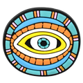 Pressed round aqua/yellow Evil Eye 796-09 Shoe Charm