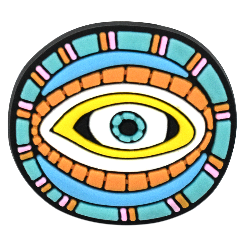Pressed round aqua/yellow Evil Eye 796-09 Shoe Charm