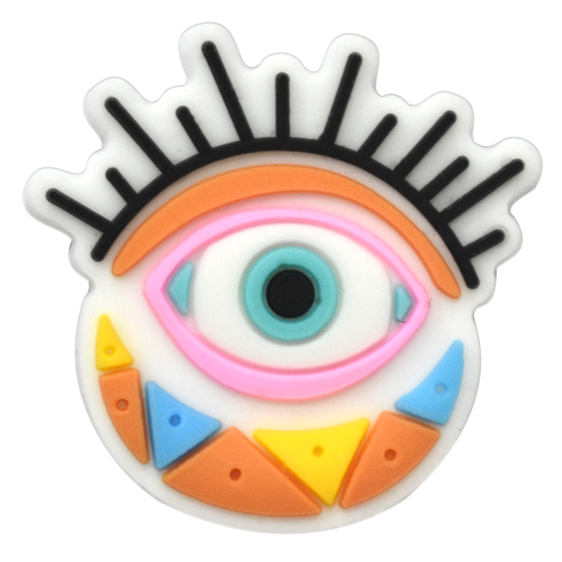Round orange/agua with eyelashes Evil Eye 796-12 Shoe Charm