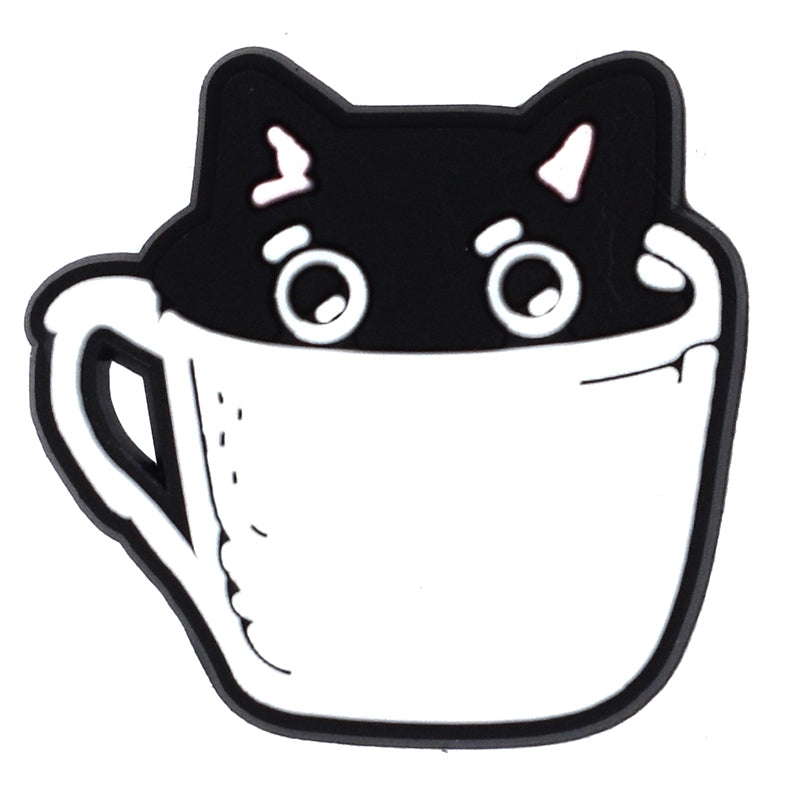 Black cat in a cup 820-07 Shoe Charm