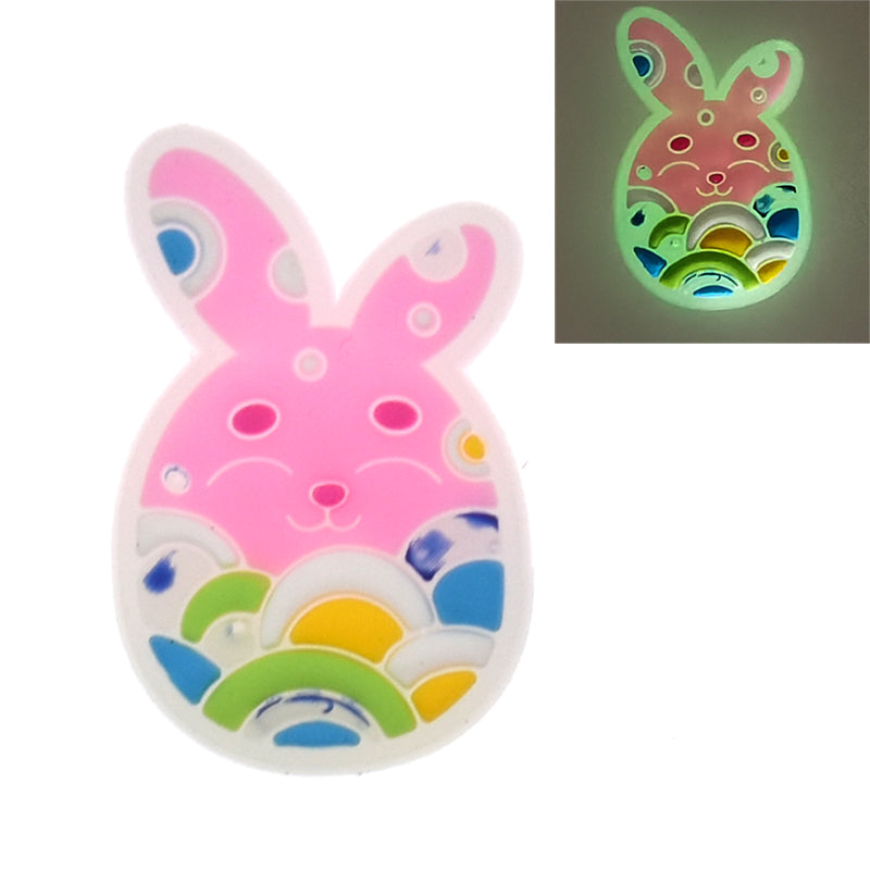 Pink Rainbow Bunny Glow in the\n  dark GL330-04 Shoe Charm
