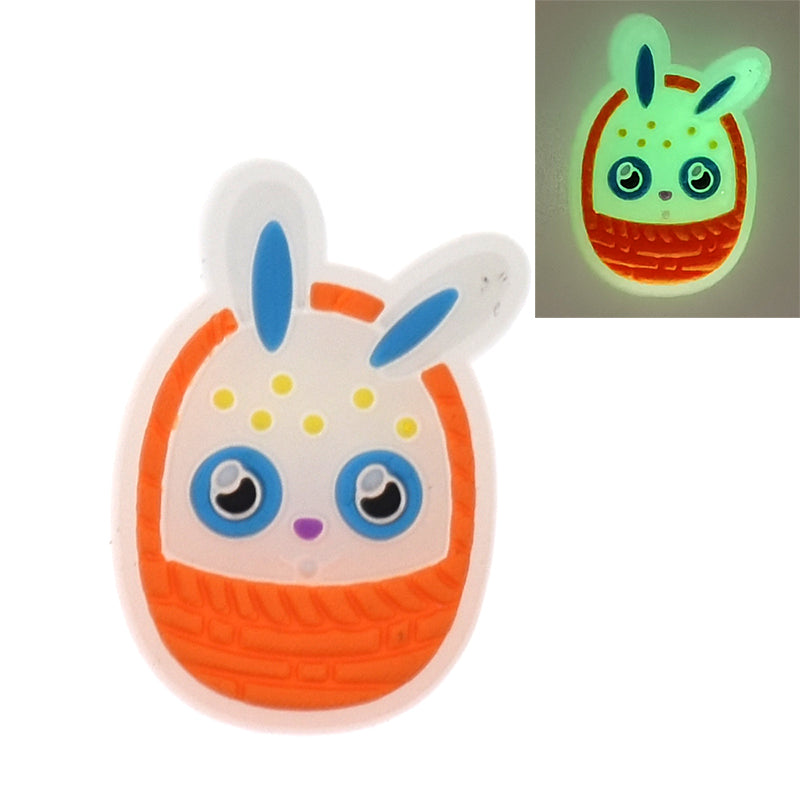 White Basket Bunny Glow in the\n  dark GL330-08 Shoe Charm