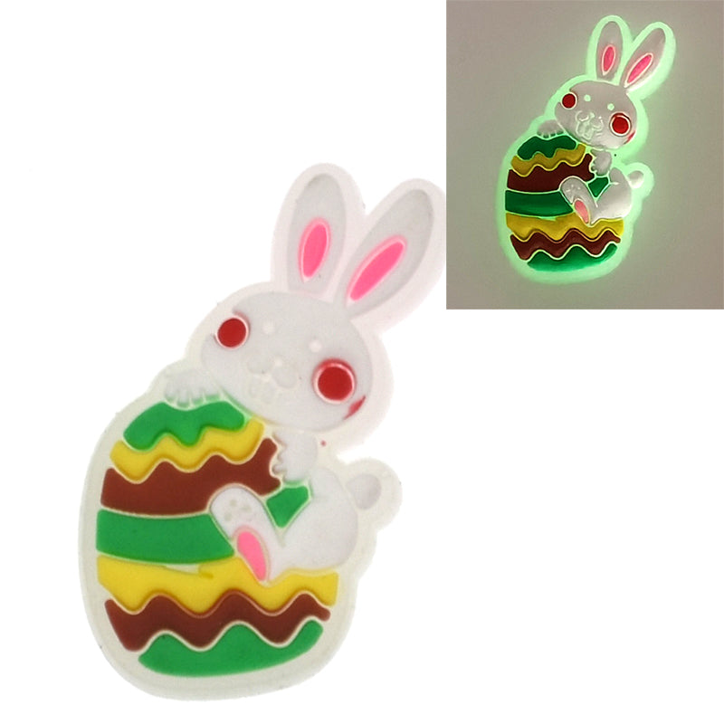 White Egg Hug Bunny Glow in the\n  dark GL330-12 Shoe Charm
