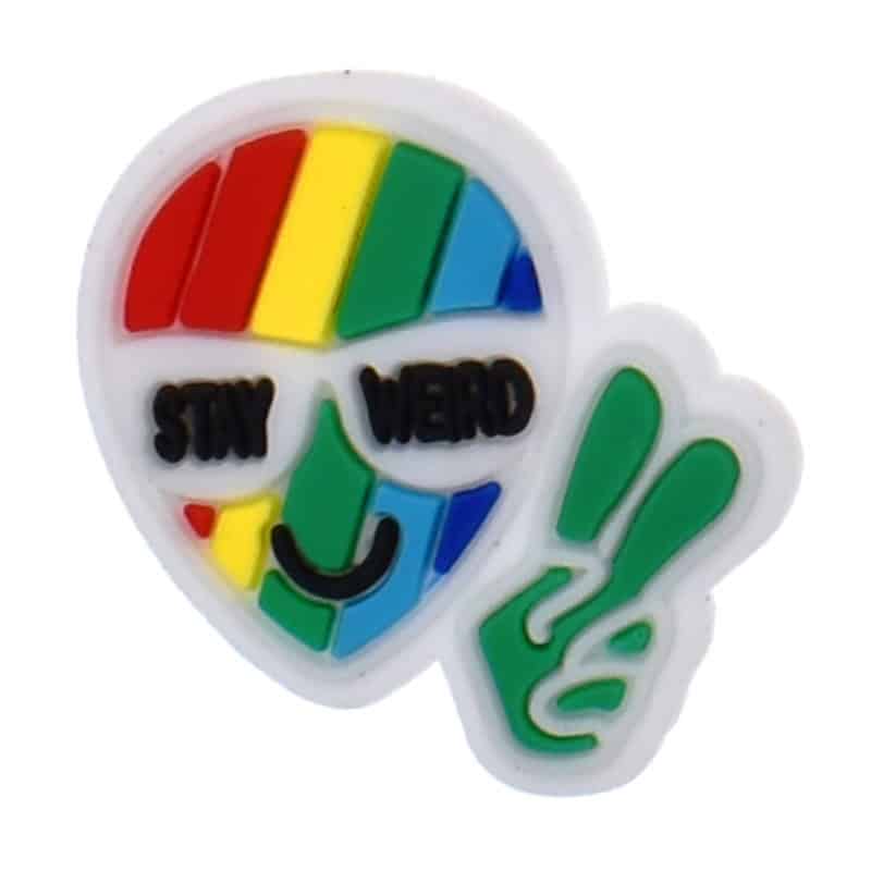 Stay Weird alien victory Shoe Charm for Clog Style Shoes - Novelty Gift Idea image 0