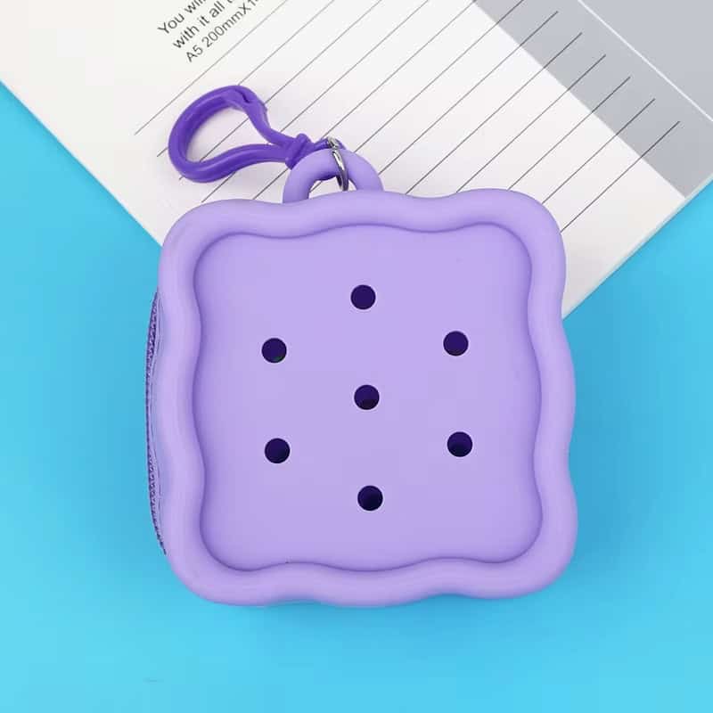 Bag purse for shoe charms - Lilac with zip & baghook 7 holes - Shoe Charm