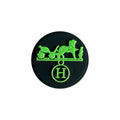 HERMES round badge logo green on black  087-155 Shoe Charm