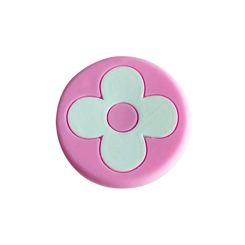 LV Louis Vuitton flower badge logo white on pink shoe charm MQ087-31