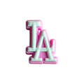 LA stylised logo white on pink 087-33 Shoe Charm