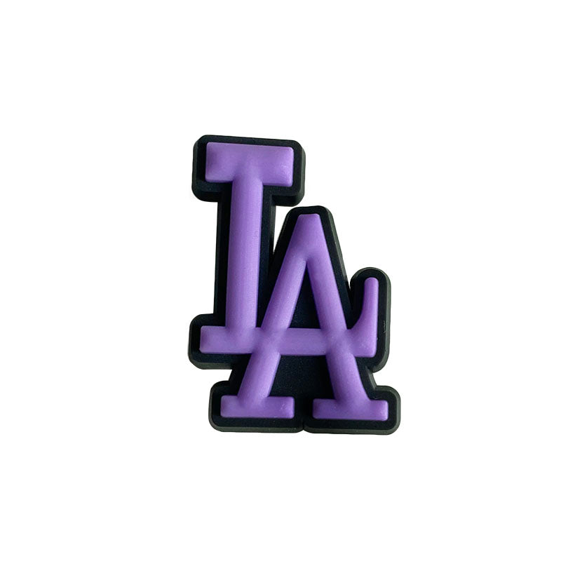 LA stylised logo purple on black MQ087-106 Shoe Charm