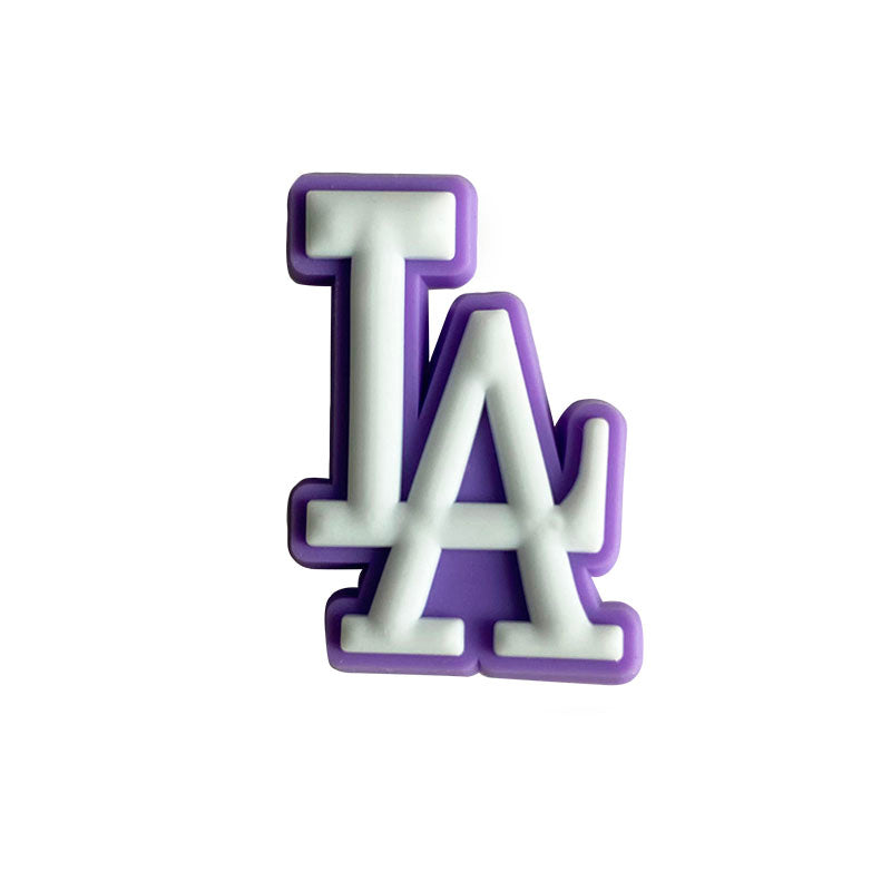 LA stylised logo white on purple MQ087-121 Shoe Charm