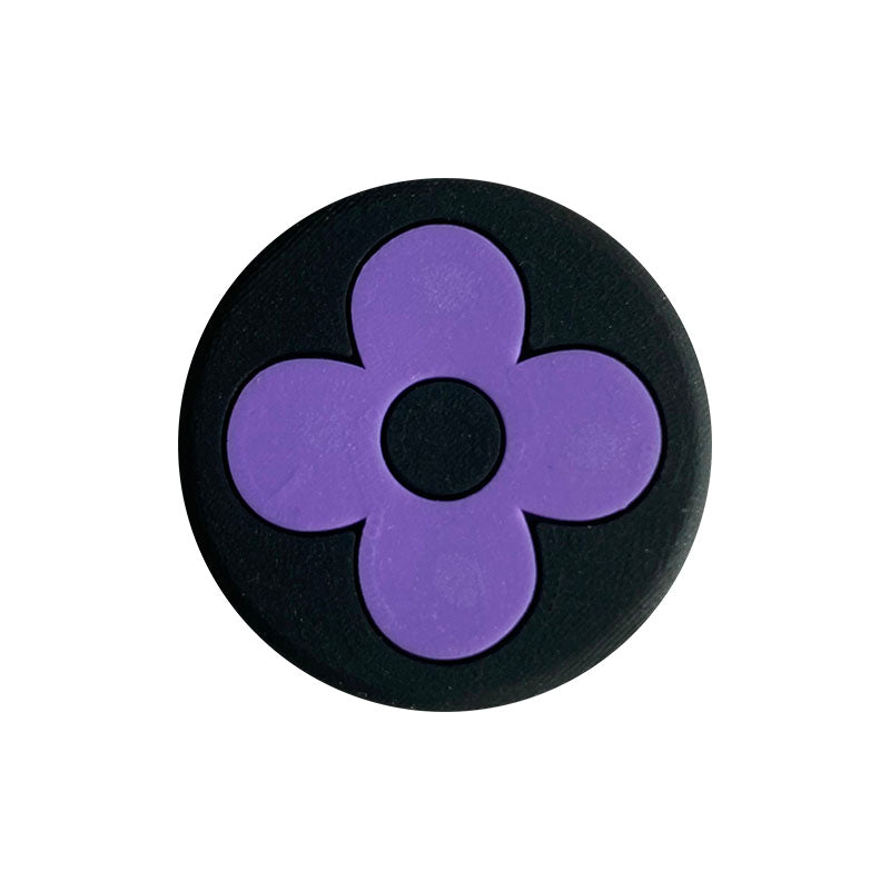LV Louis Vuitton flower badge logo purple on black shoe charm MQ087-109