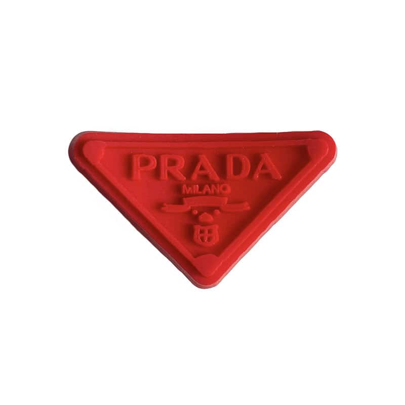 Prada triplate stylised badge red on red MQ087-16 Shoe Charm