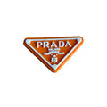 Prada triplate stylised badge logo white on orange MQ087-59 Shoe Charm