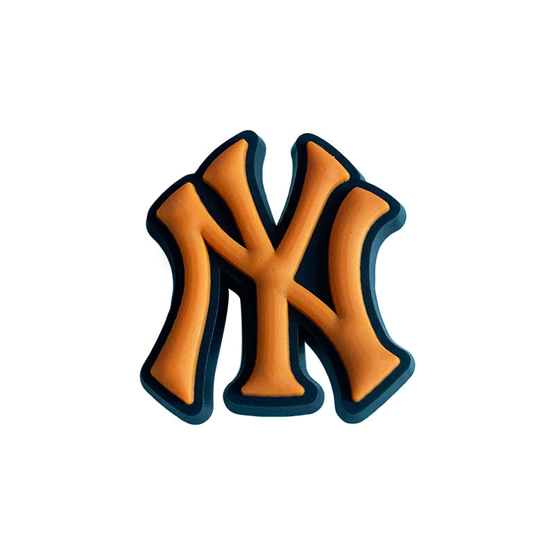 NY New York Yankees football badge logo orange on black MQ087-65 Shoe Charm