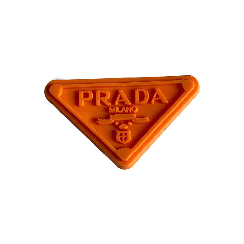 Prada triplate stylised badge logo orange on orange MQ087-61 Shoe Charm