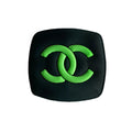 Chanel double C badge logo green on black 087-150 Shoe Charm