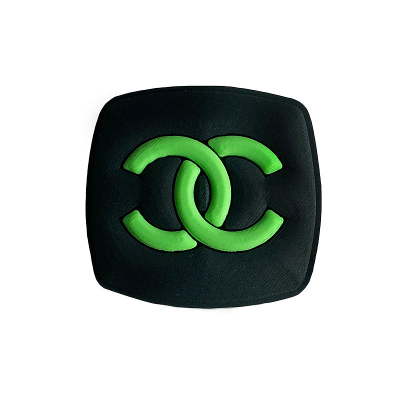 Chanel double C badge logo green on black 087-150 Shoe Charm