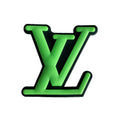 LV Louis Vuitton French Luxury stylized logo green on black 087-152 Shoe Charm