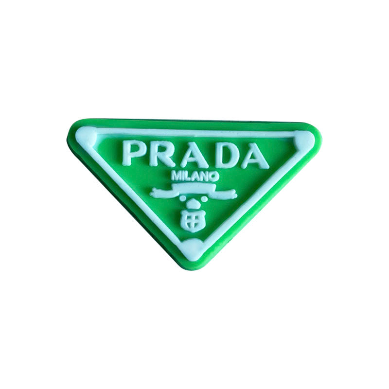 Prada triplate stylised badge logo green on white 087-146 Shoe Charm