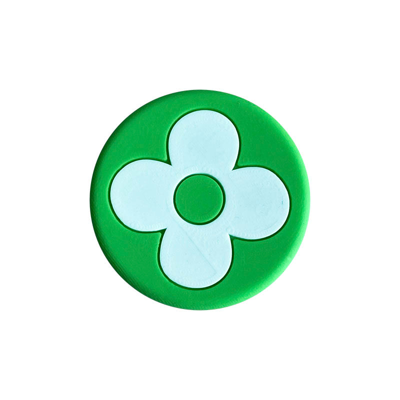 LV Louis Vuitton flower badge logo white on green shoe charm