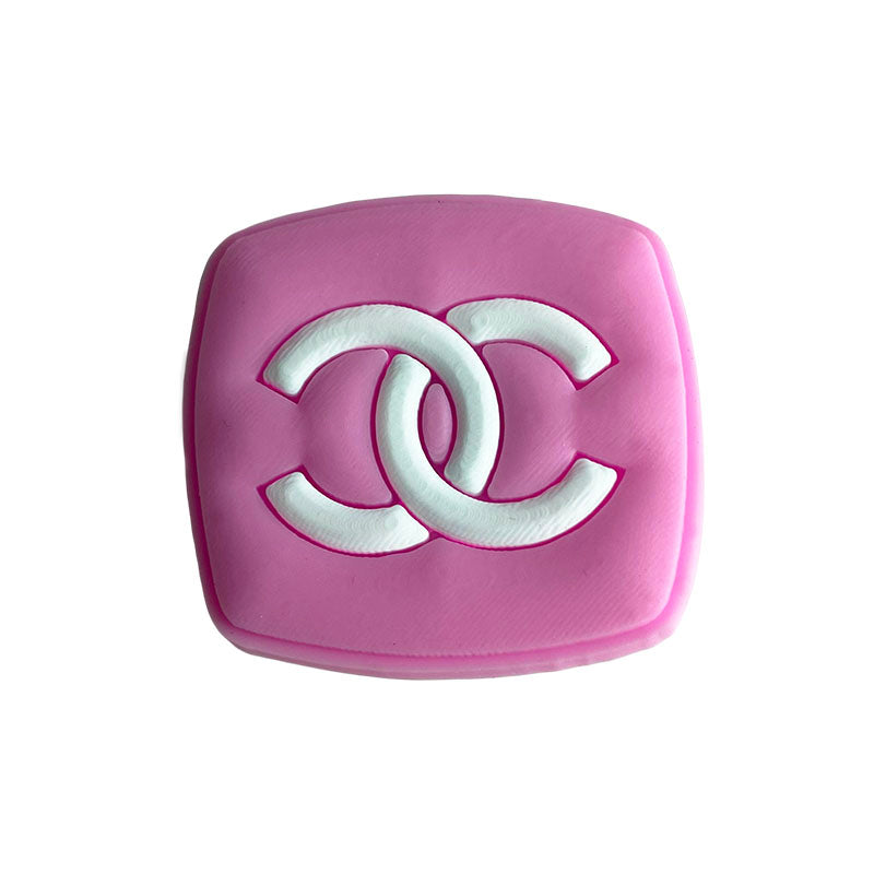 Chanel double C badge white pink 087-30 Shoe Charm