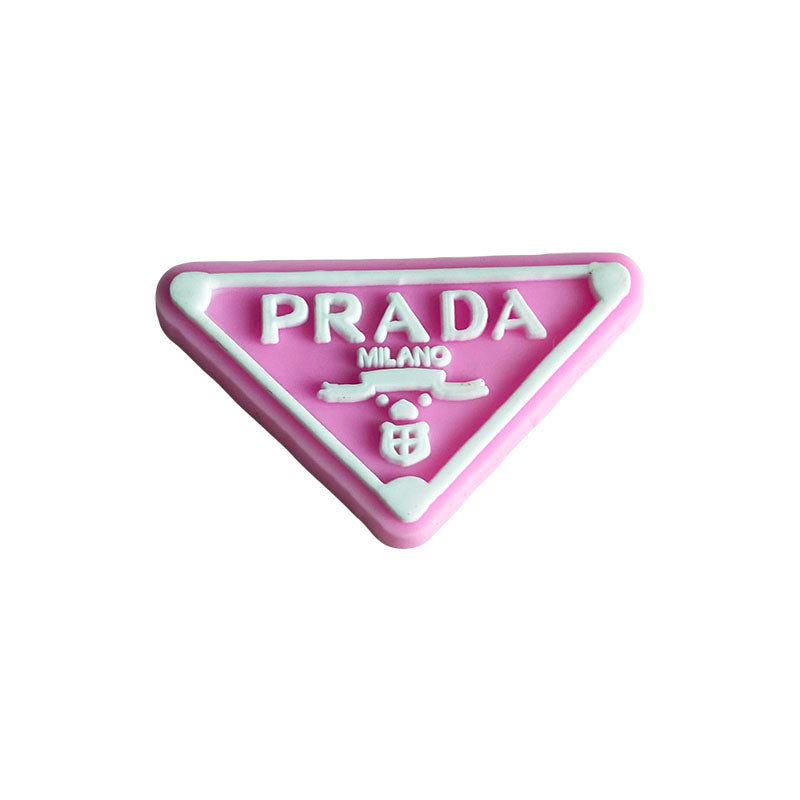 Prada triplate stylised badge white on pink 087-24 Shoe Charm