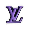 LV Louis Vuitton French Luxury stylized logo purple on black MQ087-114 Shoe Charm