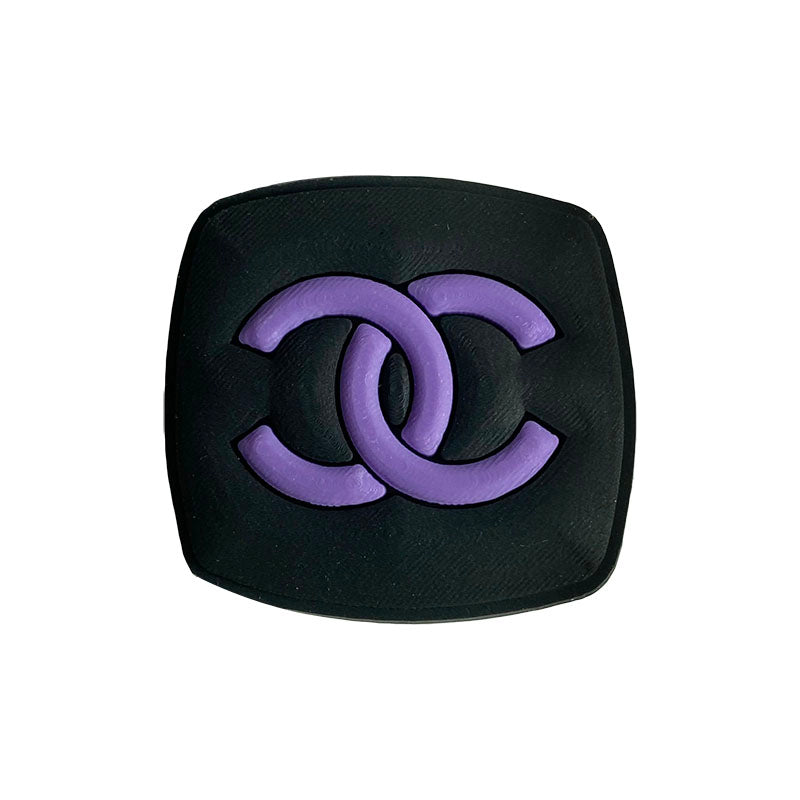 Chanel double C badge logo purple on black MQ087-119 Shoe Charm