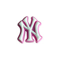NY New York Yankees football badge logo white on pink 087-19 Shoe Charm