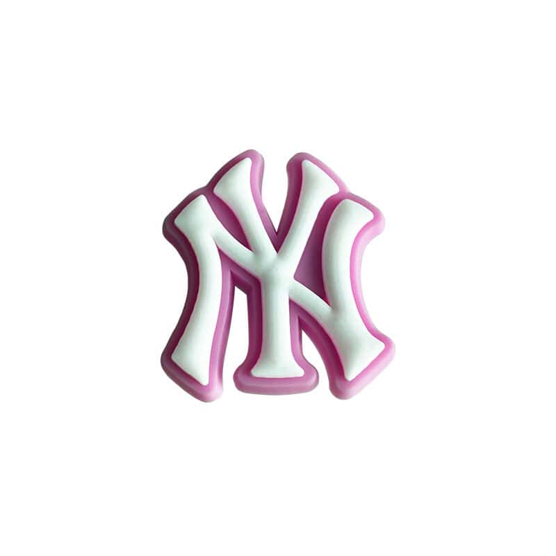 NY New York Yankees football badge logo white on pink 087-19 Shoe Charm