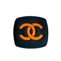 Chanel double C badge logo orange on black 087-55 Shoe Charm