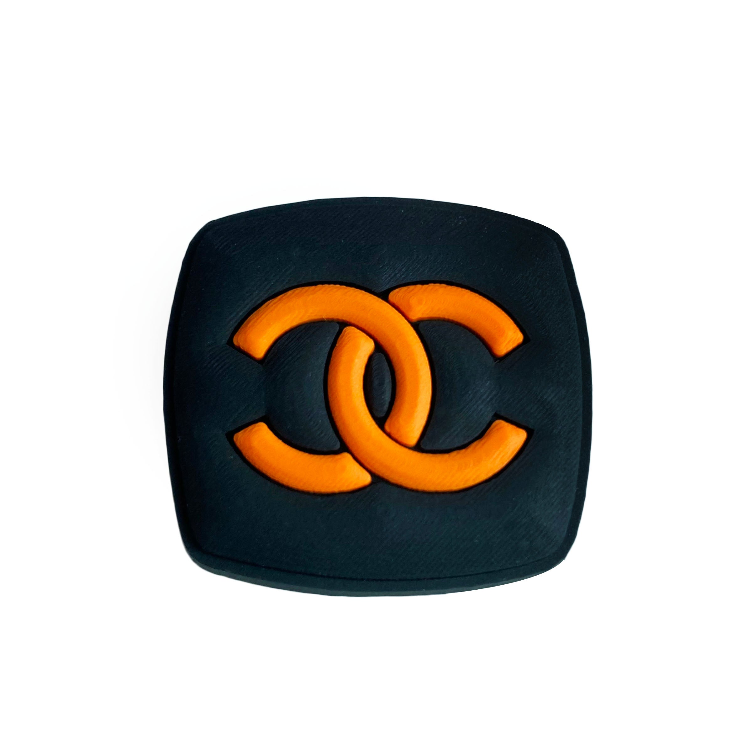 Chanel double C badge logo orange on black 087-55 Shoe Charm