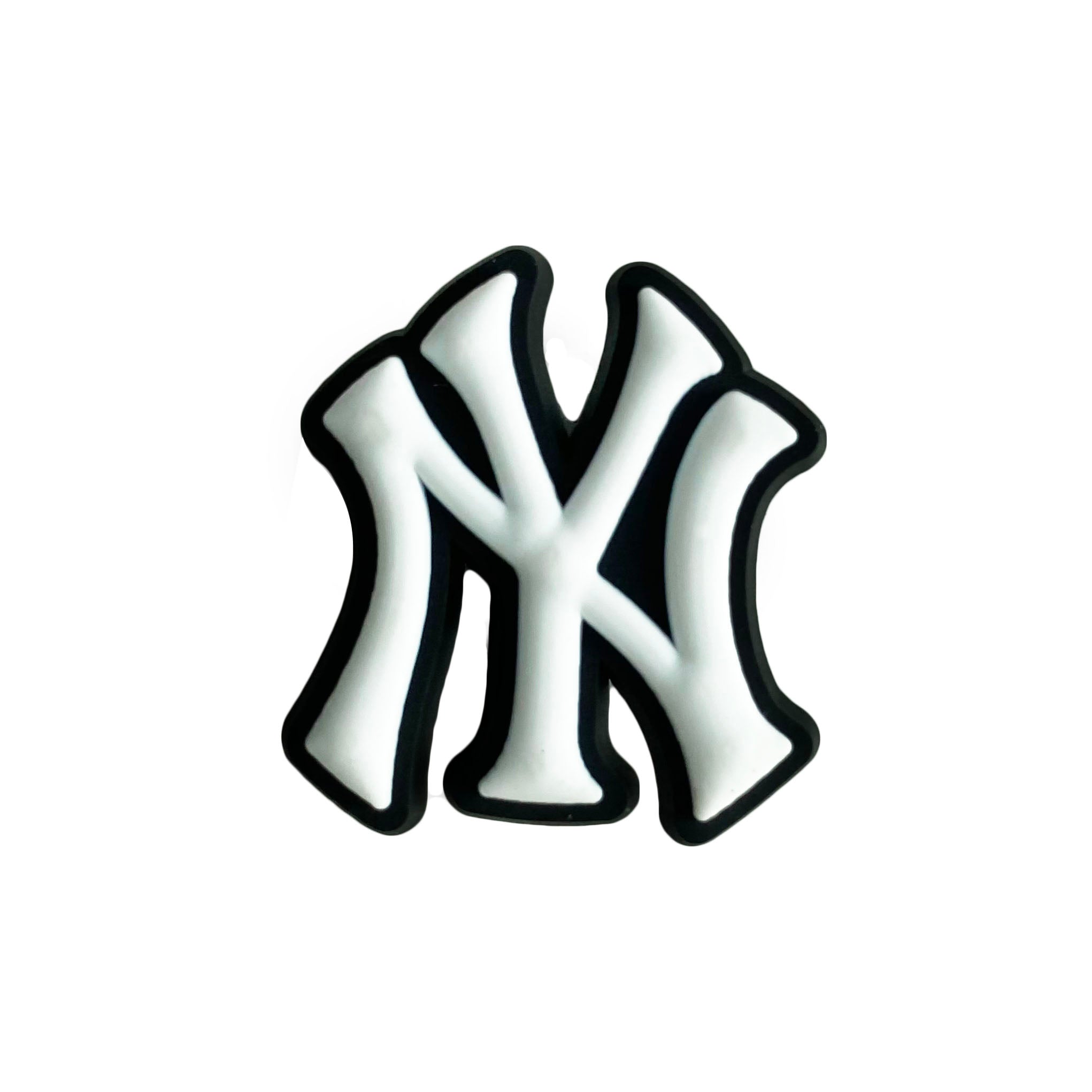 NY New York Yankees football badge logo white on black MQ087-122 Shoe Charm
