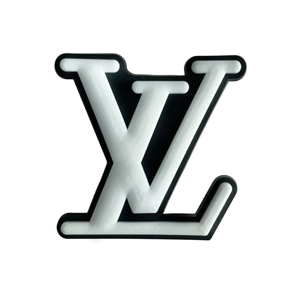 LV Louis Vuitton French Luxury stylized logo white on black MQ087-125 Shoe Charm
