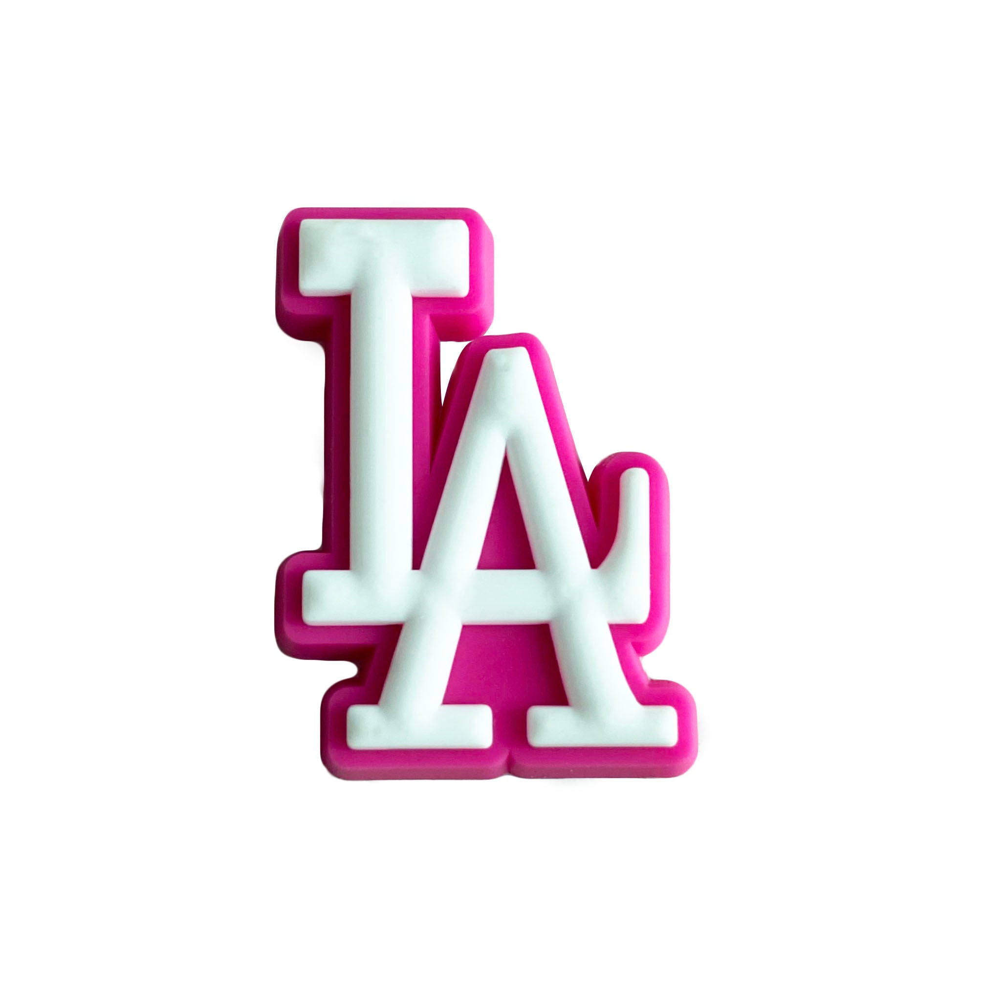 LA stylised logo white on dark pink 087-52 Shoe Charm