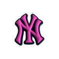NY New York Yankees football badge logo dark pink on black 087-51 Shoe Charm